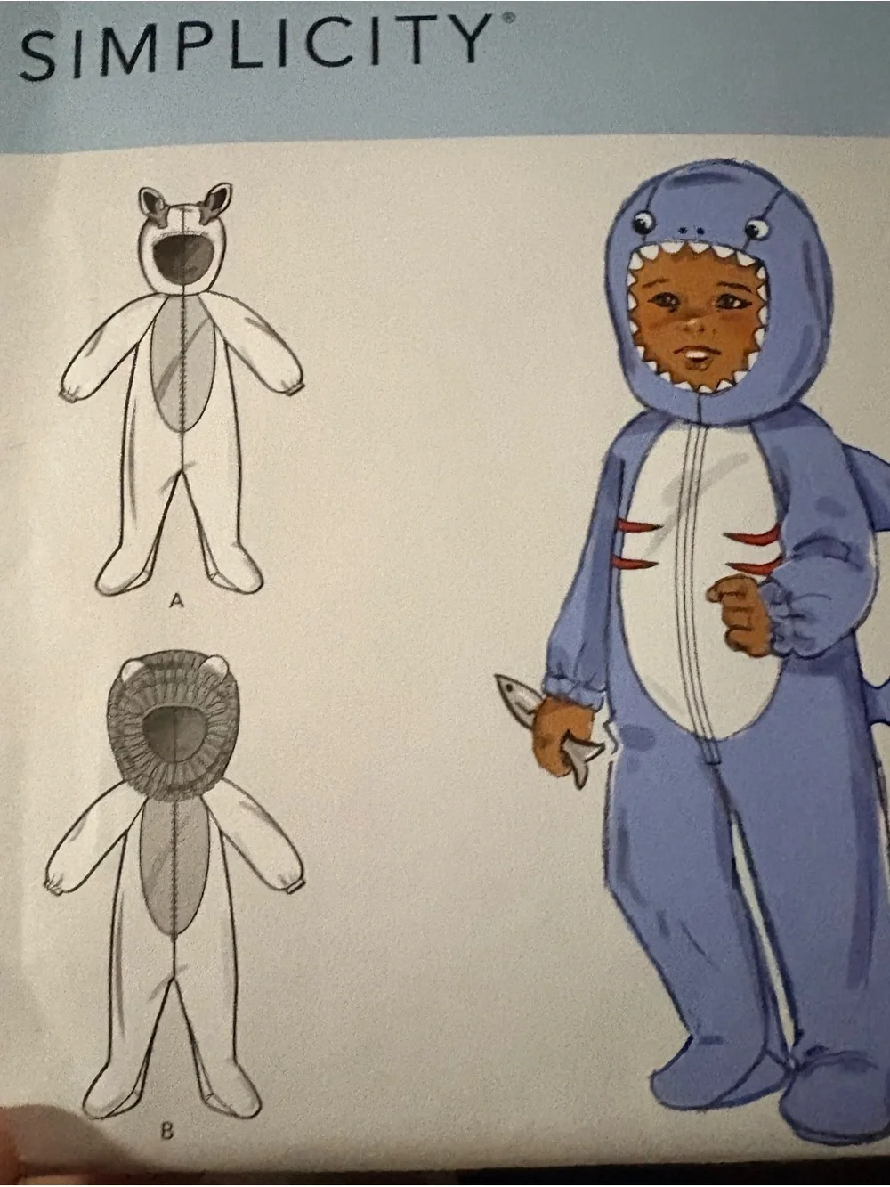 BN UNCUT SIMPLICITY 9159 A SHARK COSTUME SEWING PATTERNS